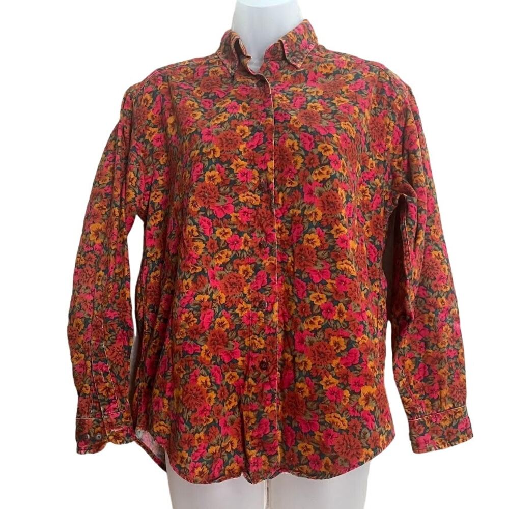 Vintage‎ Lands End Floral Button Up Size XS (4)